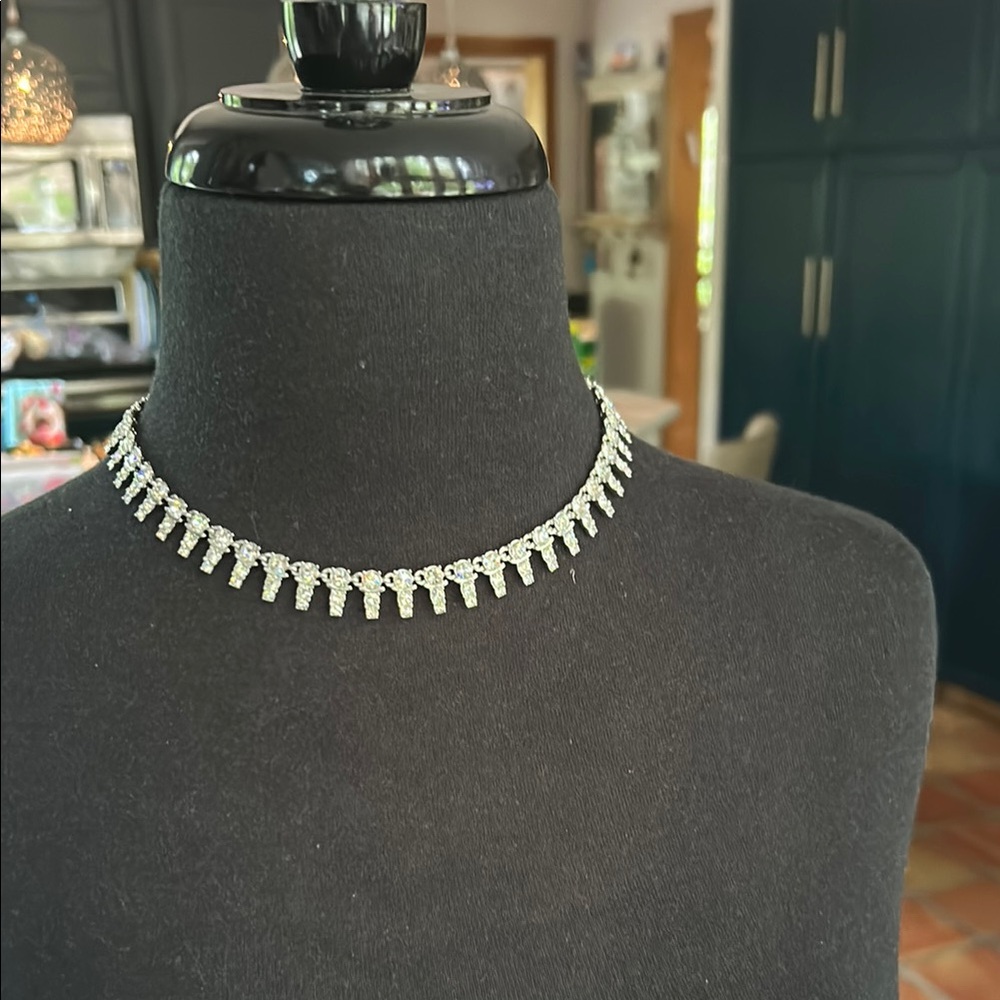 Givenchy Silver Choker Necklace with Fringe Design